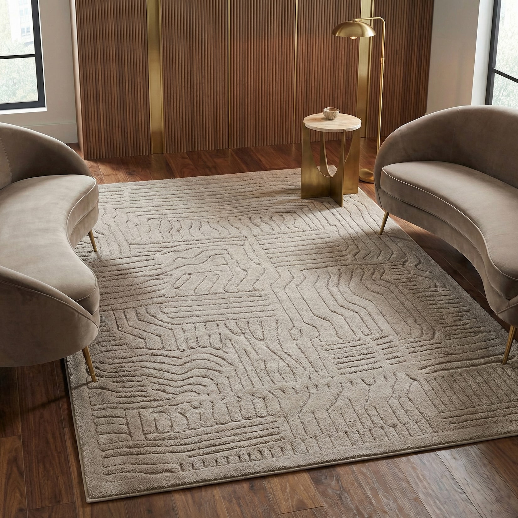 Teppich EDEN-Carlisle, geometrisch-abstrakt, Taupe, 160 x 230 cm