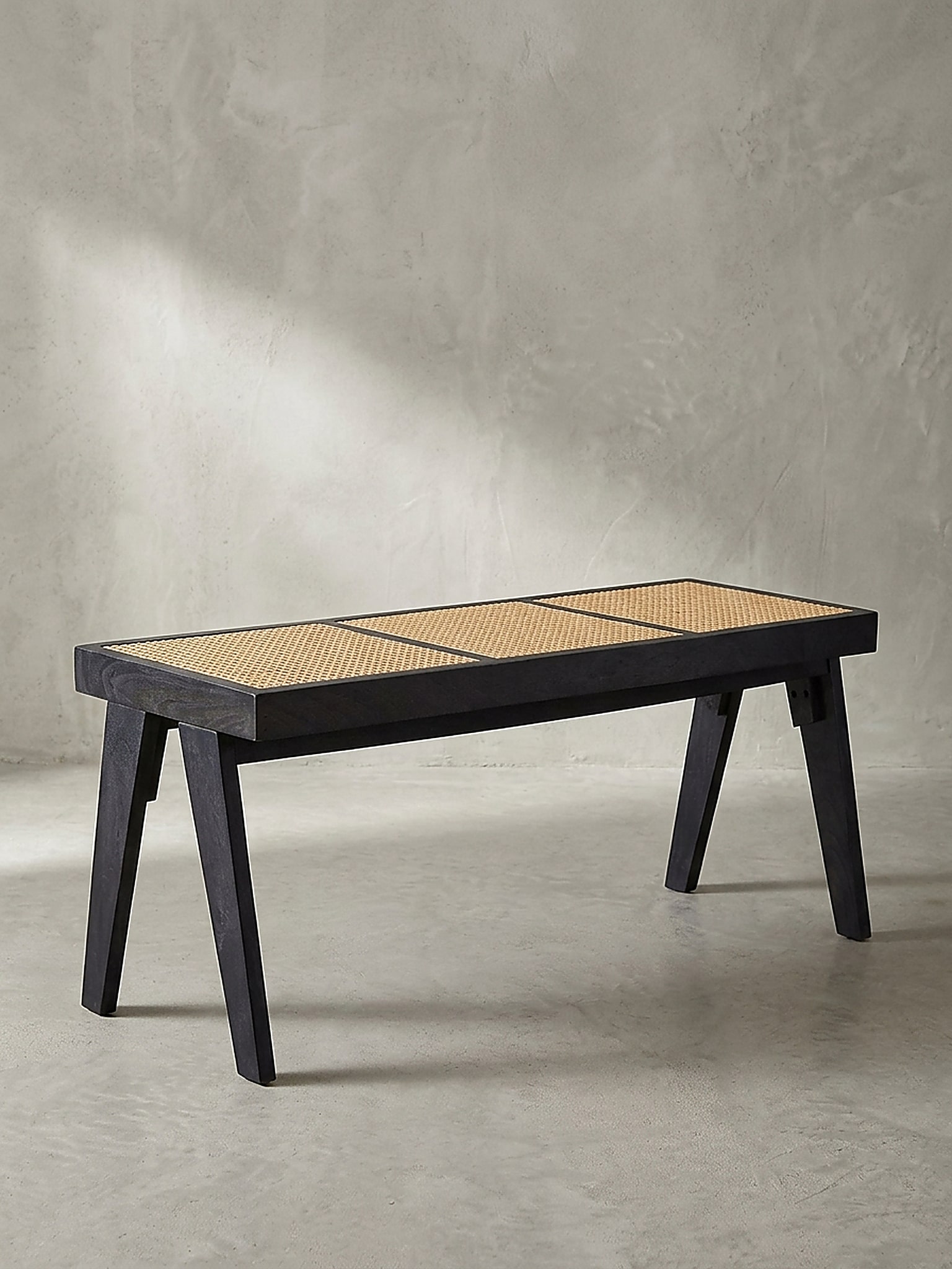 Sitzbank Rattan Schwarz-Natur 120x38x48 cm - SILVES | Kadima Design 
