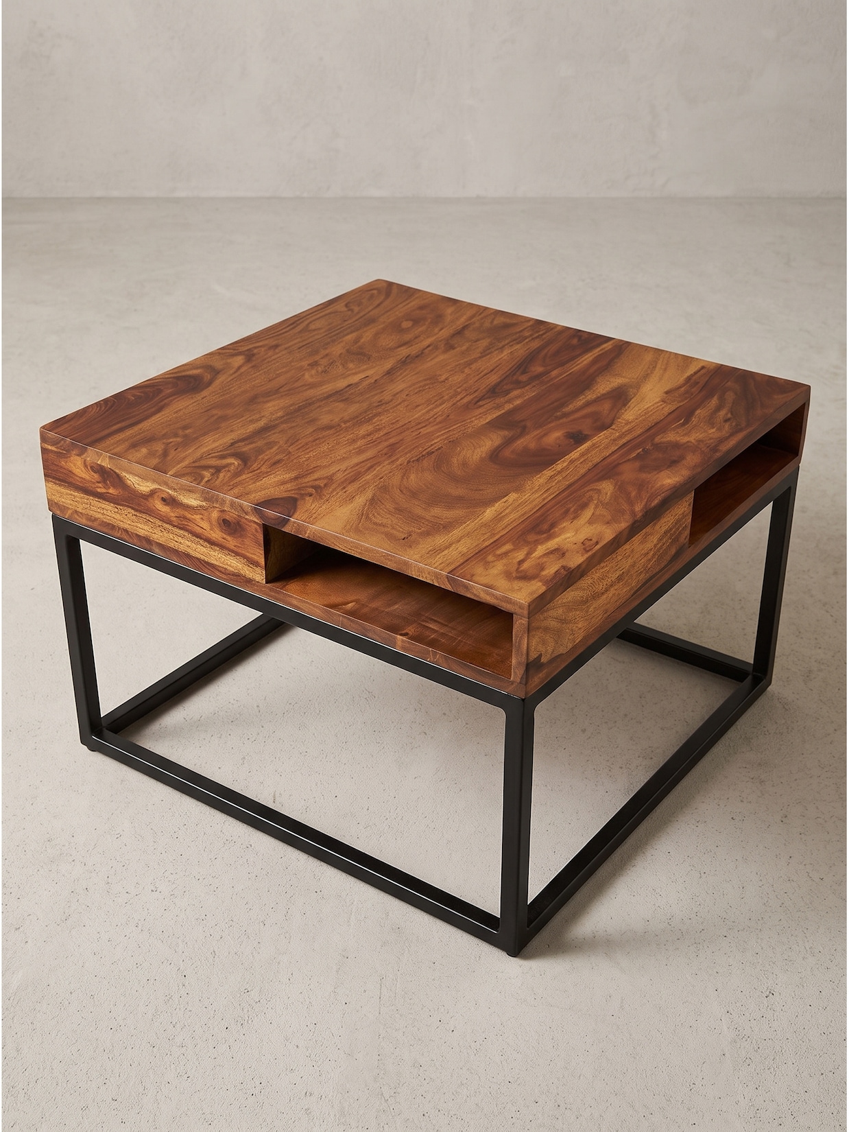 Couchtisch Dunkles Massivholz-Schwarz 60x60x40 cm - SAZAVA Kadima