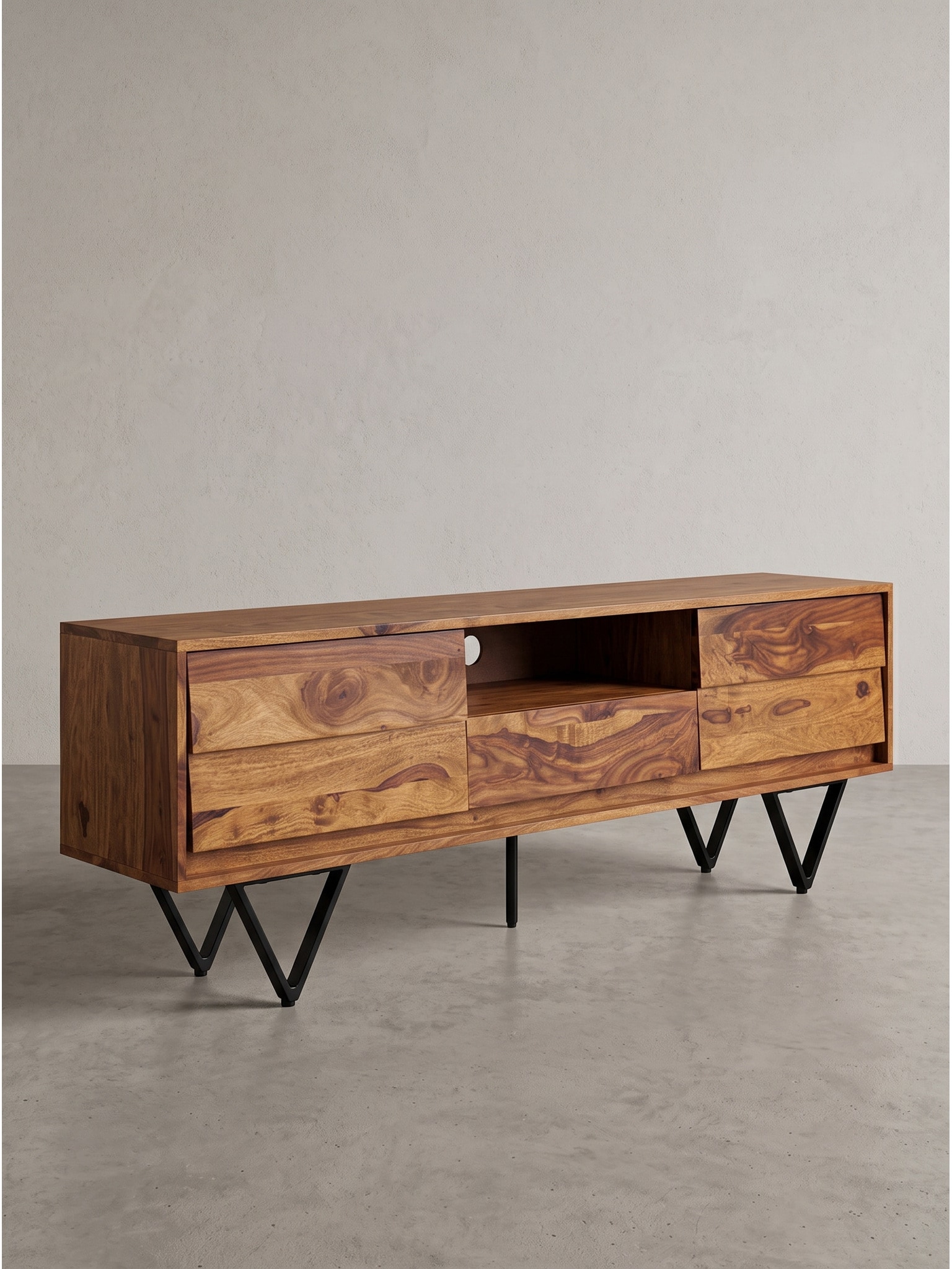 Lowboard Dunkles Massivholz 160x35x56 cm - AREZZO | Kadima Design 
