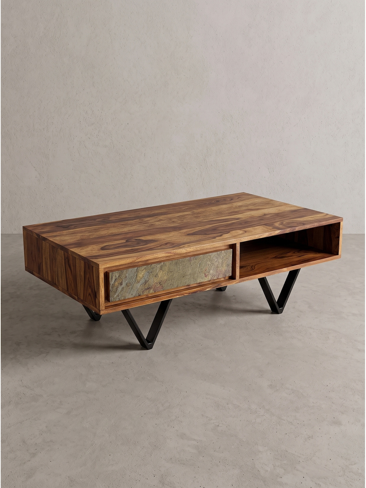 Couchtisch Dunkles Massivholz 115x60x38 cm - AREZZO Kadima Design