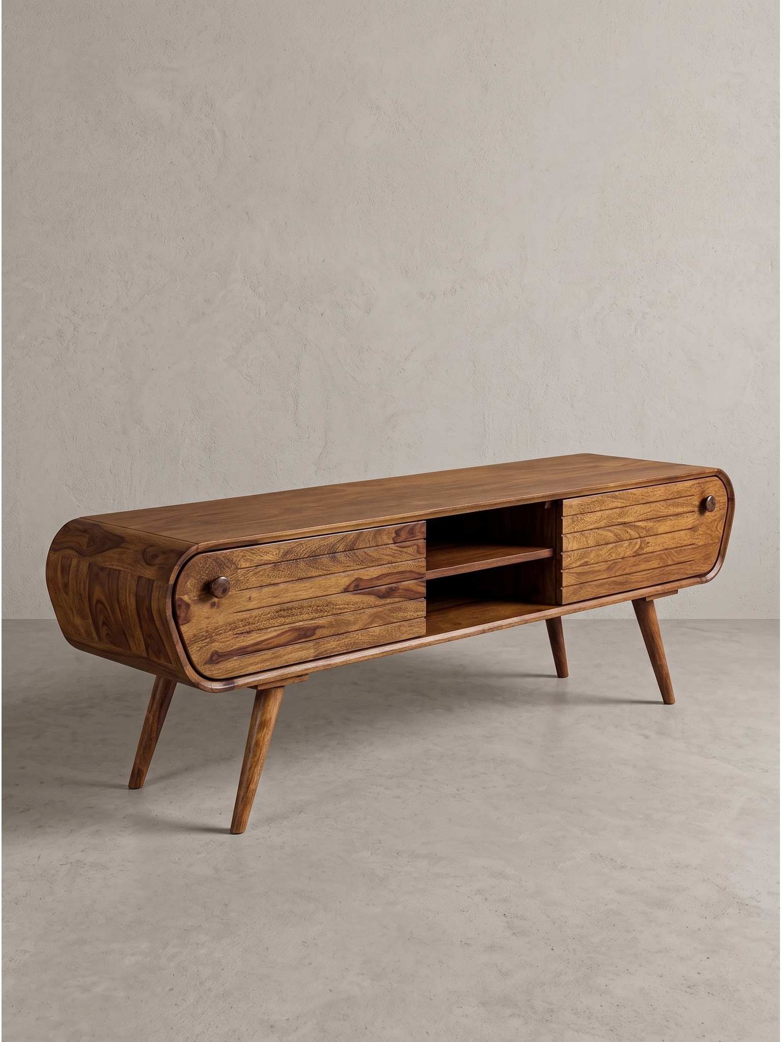 Lowboard Dunkles Massivholz 160x45x50 cm - SCHELDE | Kadima Design 