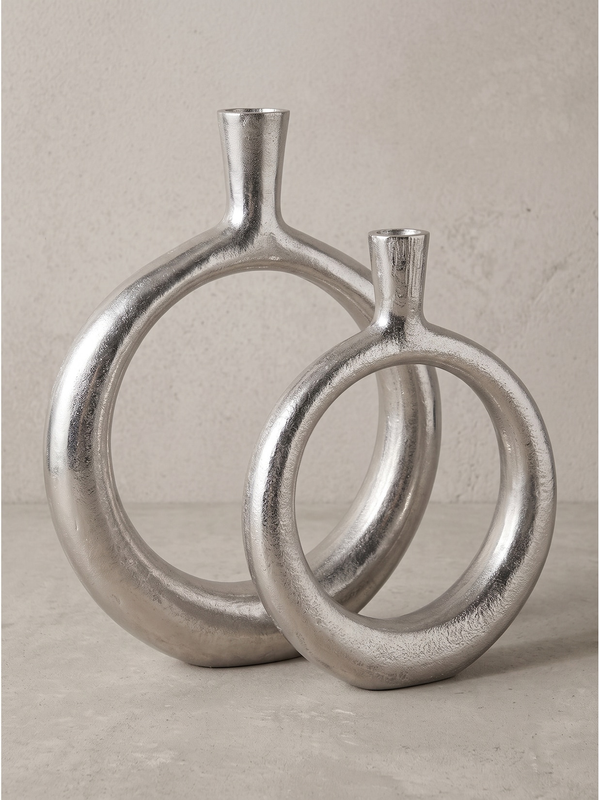 Vasen 2er-Set Aluminium Silber 35x7x45 cm - BAVENO Kadima Design