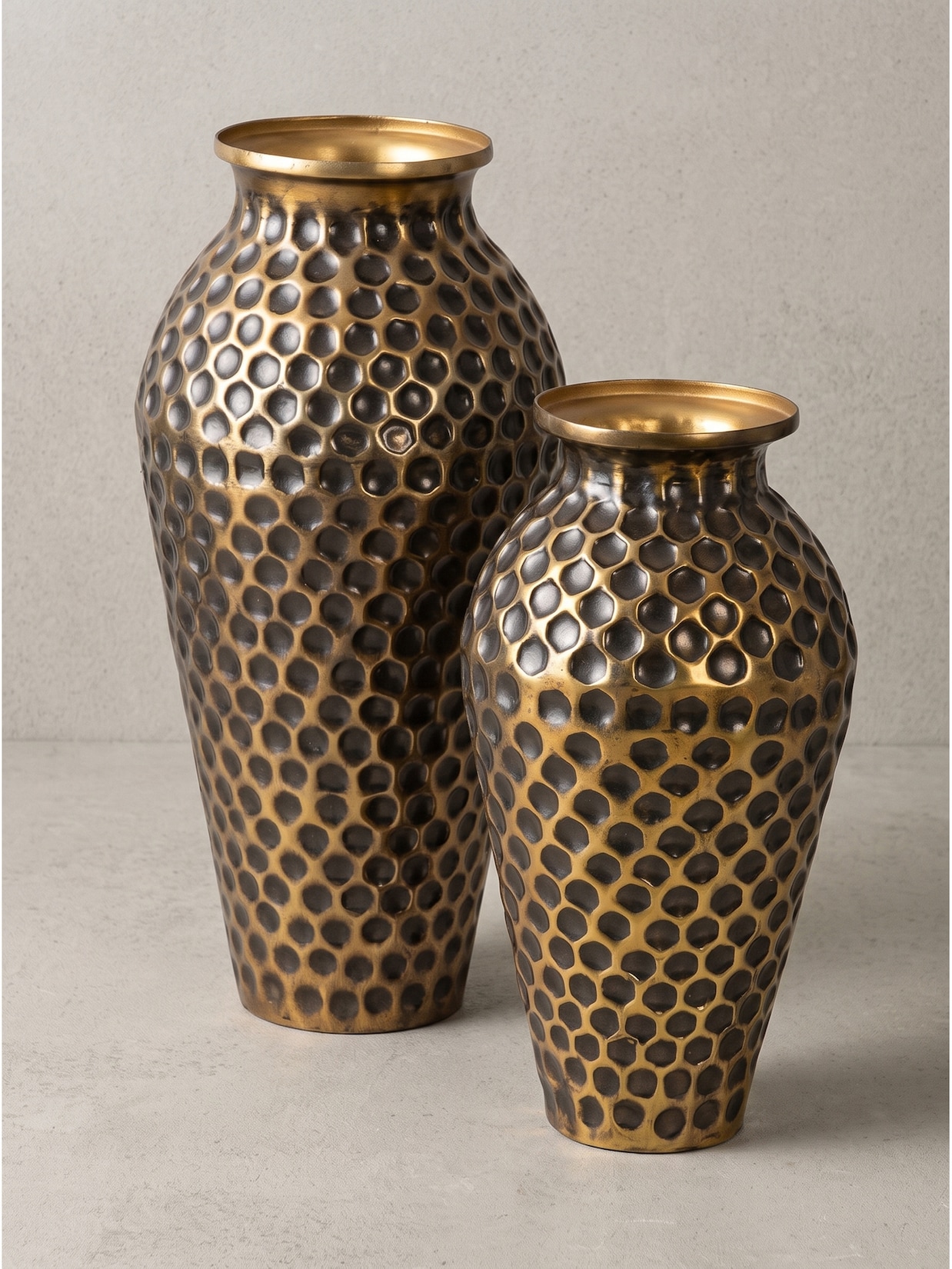 Vasen 2er-Set Aluminium Gold Ø 26x51 cm - MANTOVA Kadima Design