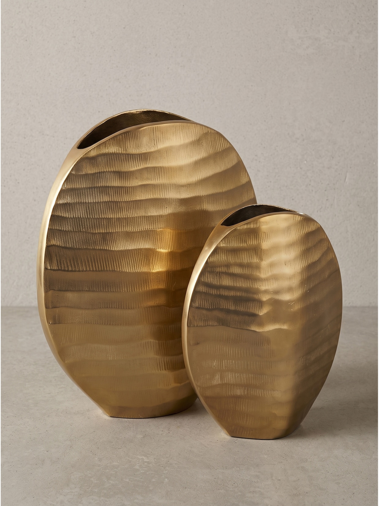 Vasen 2er-Set Aluminium Gold 26x14x30,5 cm - BERLENGA Kadima