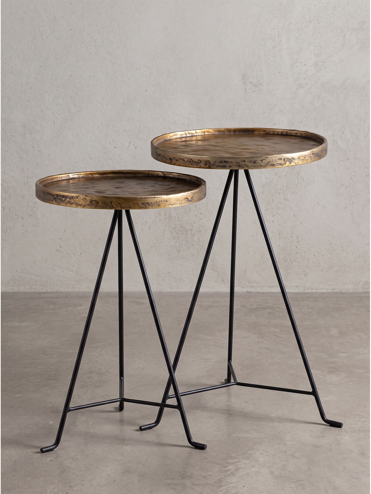 Beistelltische 2er-Set Aluminium Schwarz-Gold Ø 38x62,5 cm Kadima