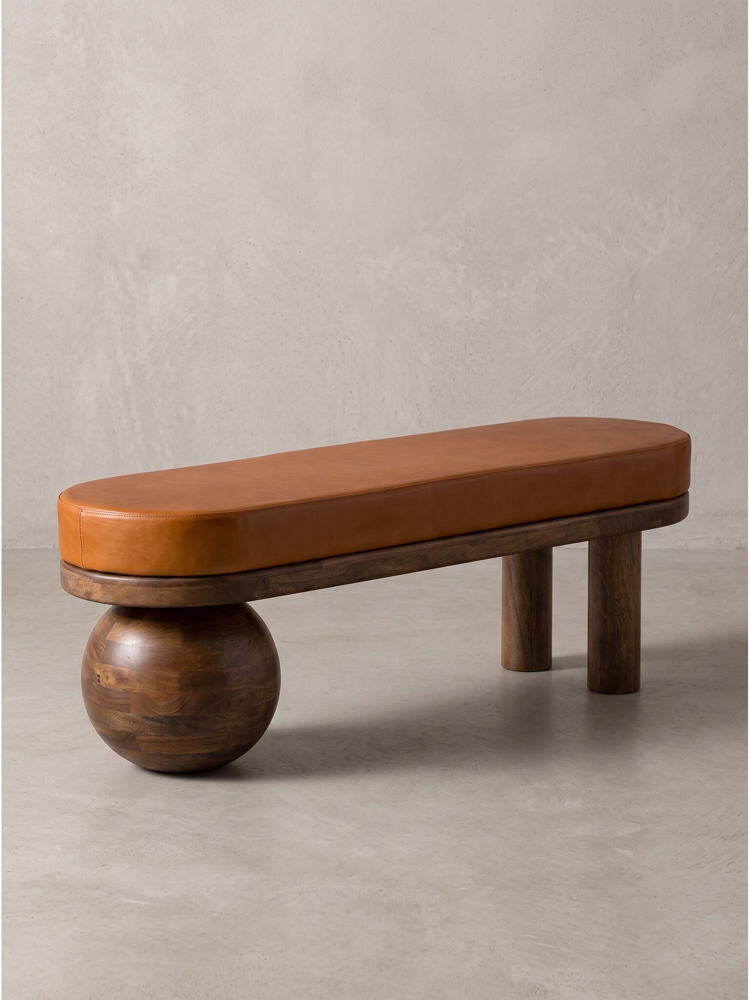 Sitzbank Ziegenleder Braun 140x40x47 cm - MAKARSKA | Kadima Design 