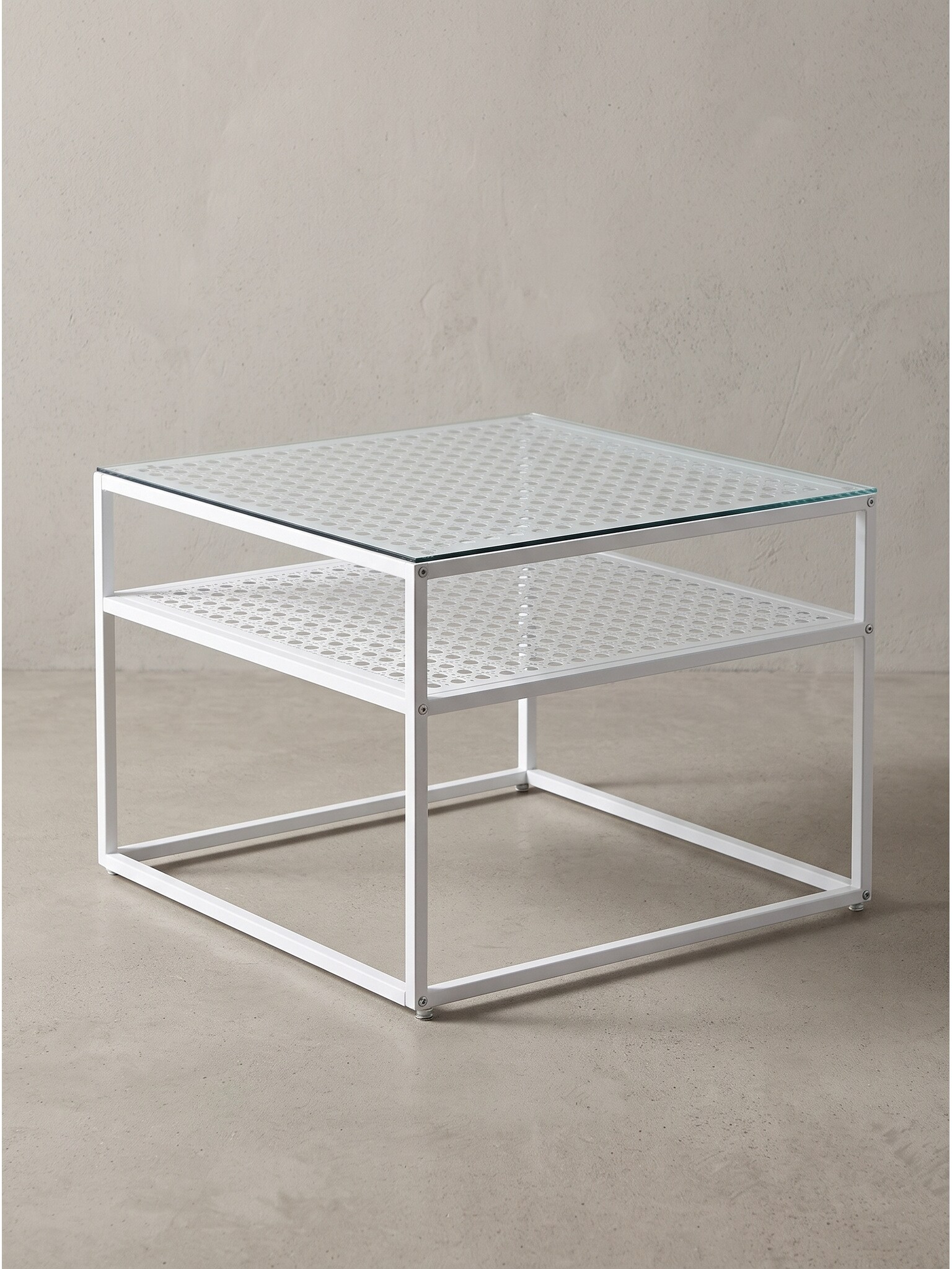 Couchtisch Sicherheitsglas Wei&szlig; 60x60x45 cm - ALCUDIA | Kadima 