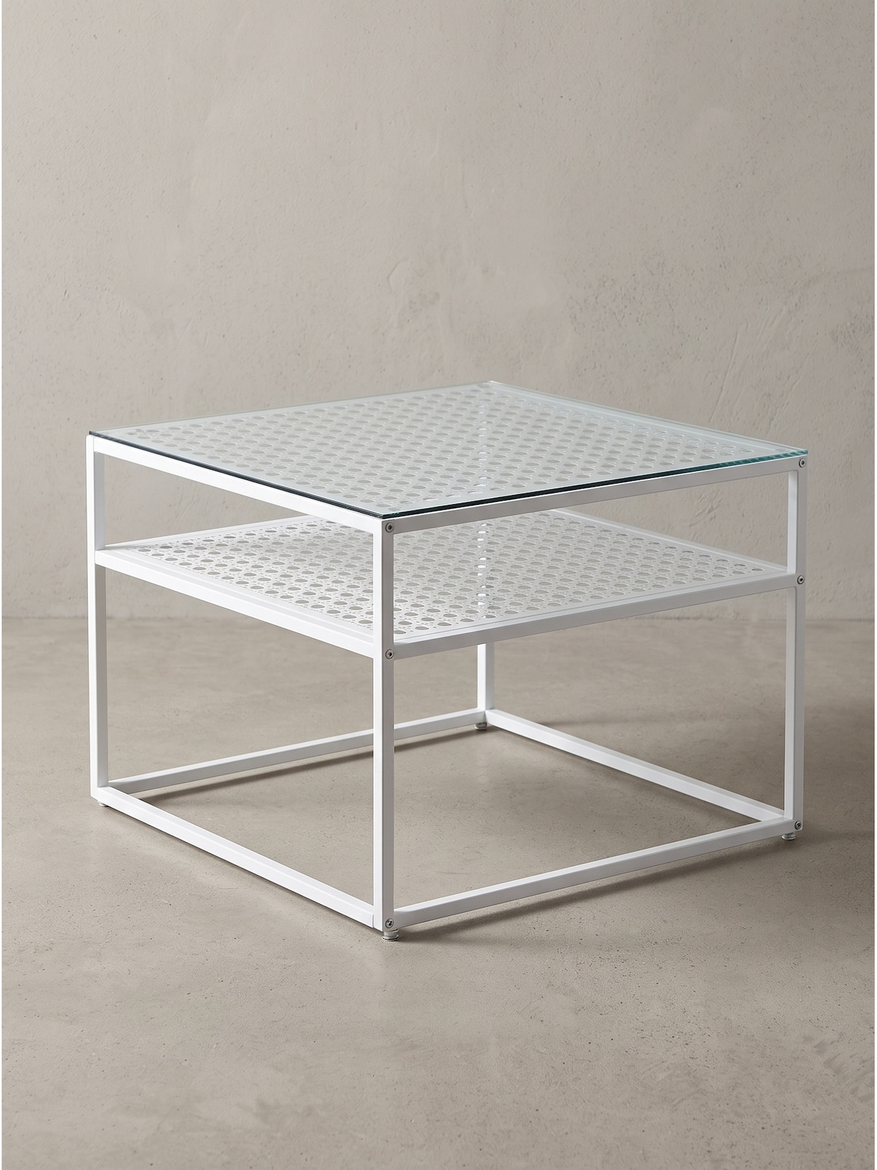 Couchtisch Sicherheitsglas Weiß 60x60x45 cm - ALCUDIA Kadima