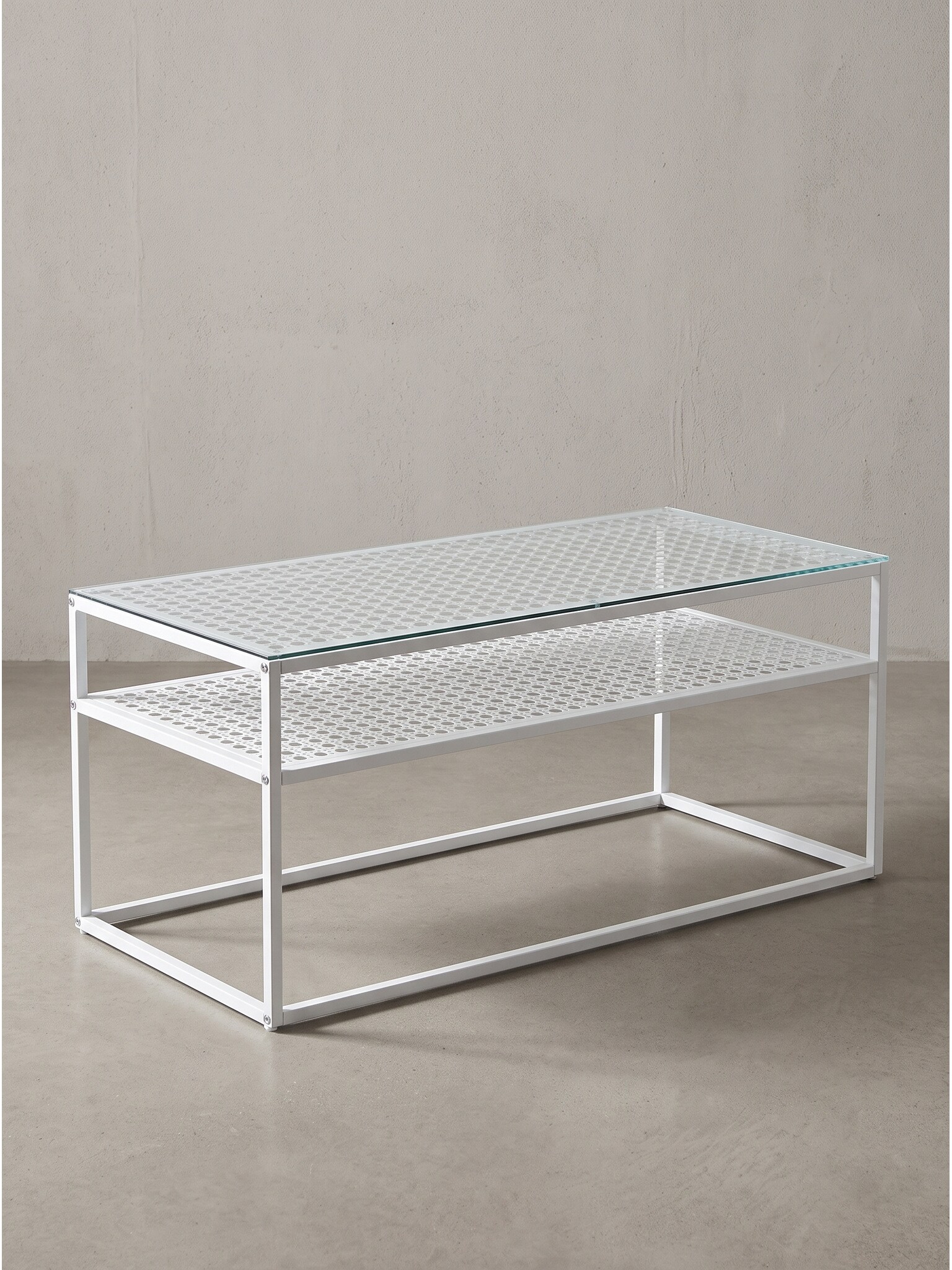 Couchtisch Sicherheitsglas Wei&szlig; 100x50x45 cm - ALCUDIA | Kadima 