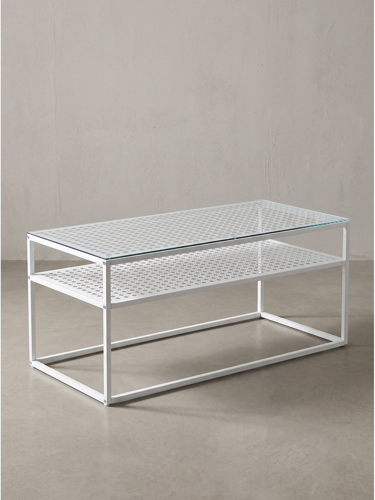 Couchtisch Sicherheitsglas Weiß 100x50x45 cm - ALCUDIA Kadima