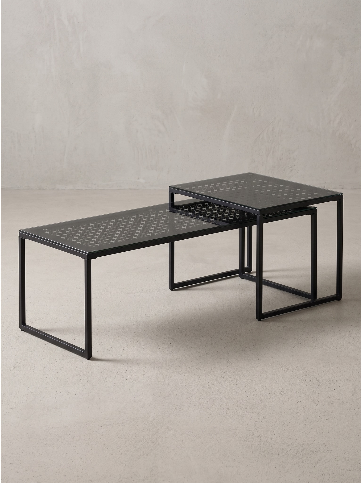 Sofatische 2er-Set Sicherheitsglas Schwarz 100x40x35 cm | Kadima 