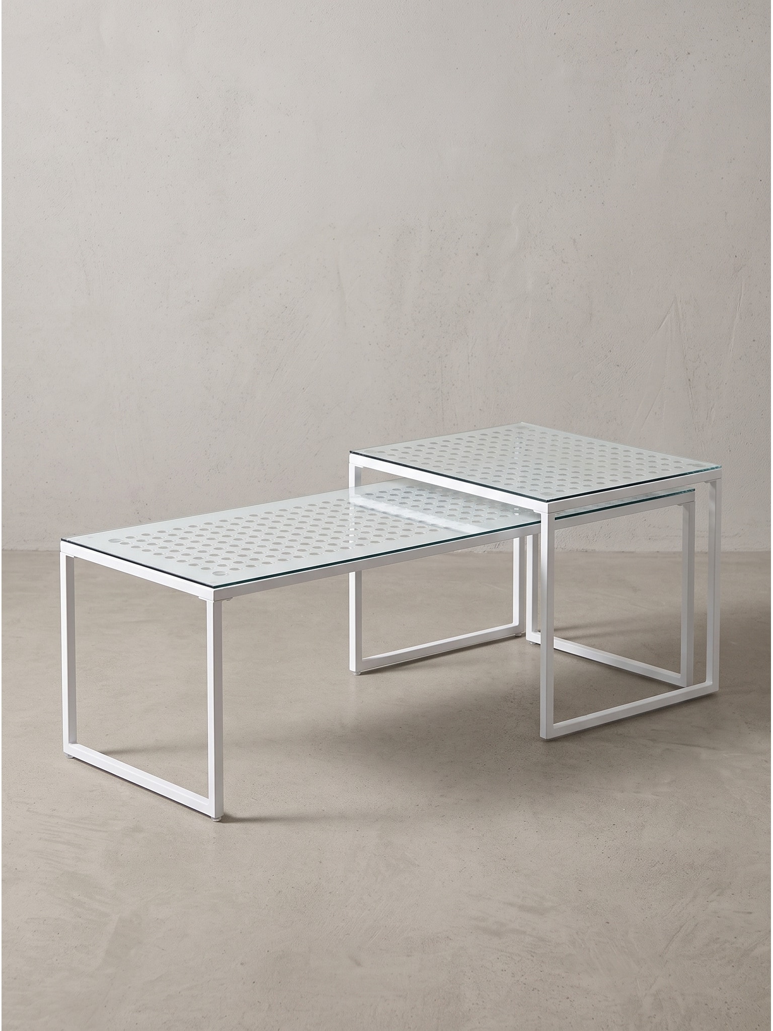 Sofatische 2er-Set Sicherheitsglas Wei&szlig; 100x40x35 cm | Kadima 