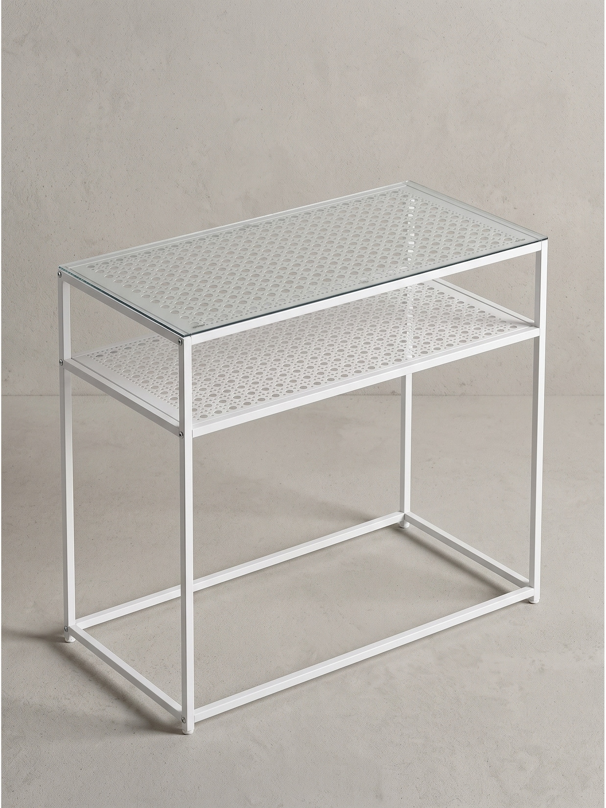 Konsolentisch Sicherheitsglas Weiß 80x40x77 cm - ALCUDIA Kadima