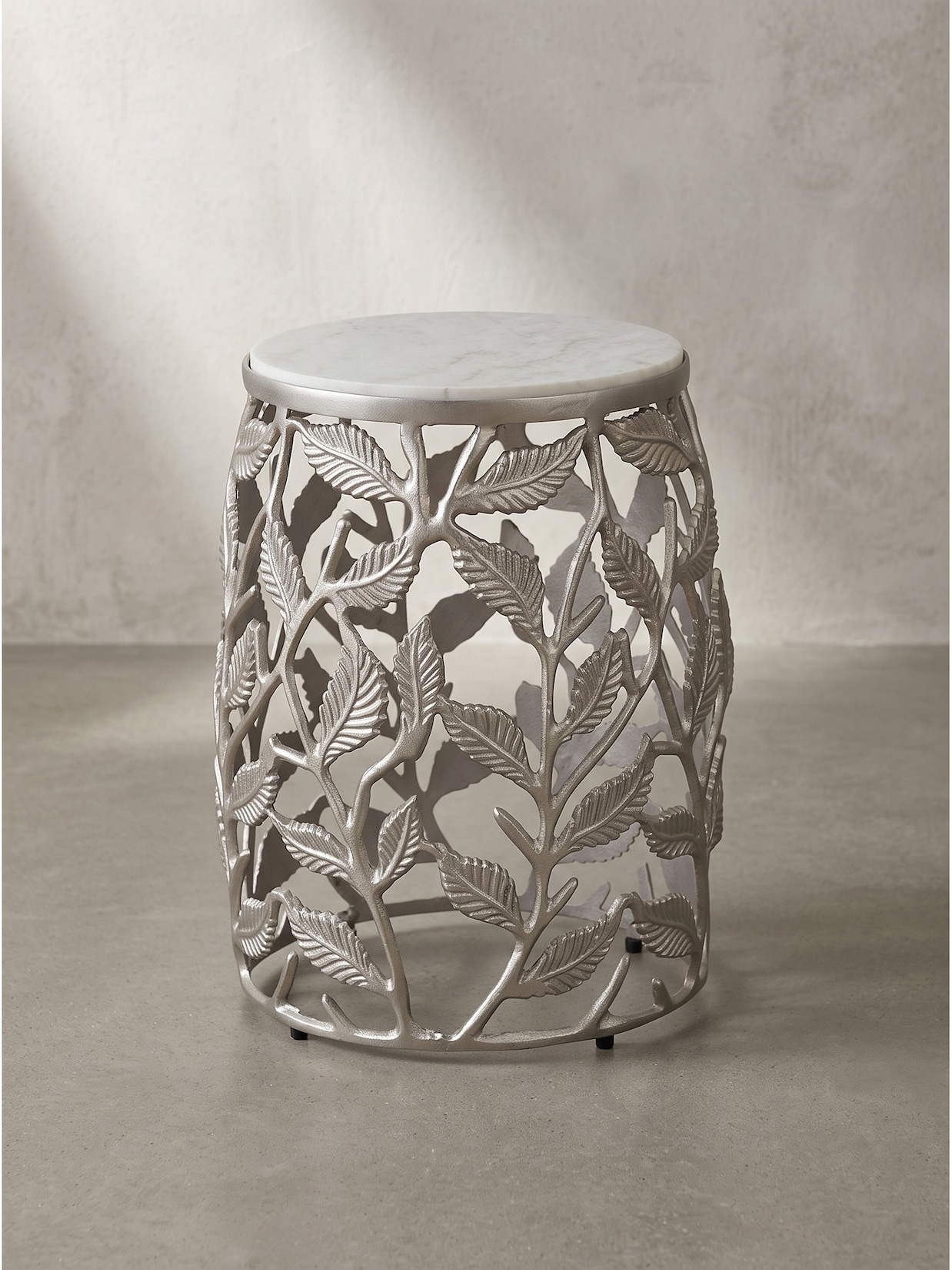 Beistelltisch Marmor Silber-Weiß Ø 40x46 cm - ALASSIO Kadima Design