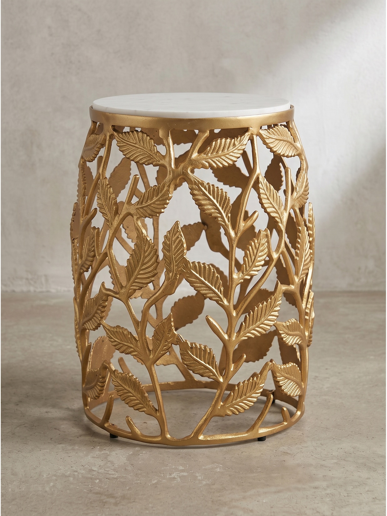 Beistelltisch Marmor Gold-Weiß Ø 40x46 cm - ALASSIO Kadima Design
