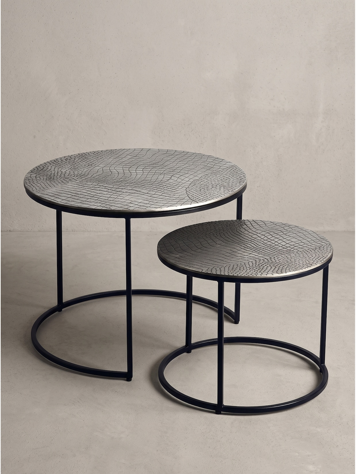 Couchtische 2er-Set Aluminium Silber Ø 60x45 cm - VIENNE Kadima
