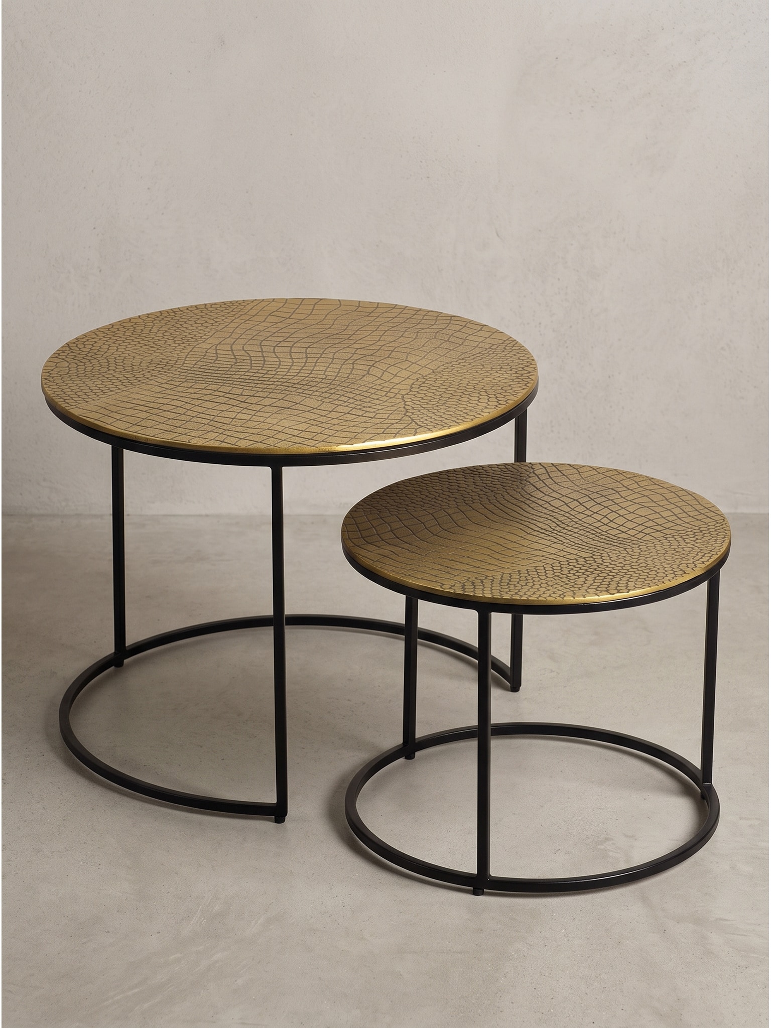 Couchtische 2er-Set Aluminium Gold &Oslash; 60x45 cm - VIENNE | Kadima 