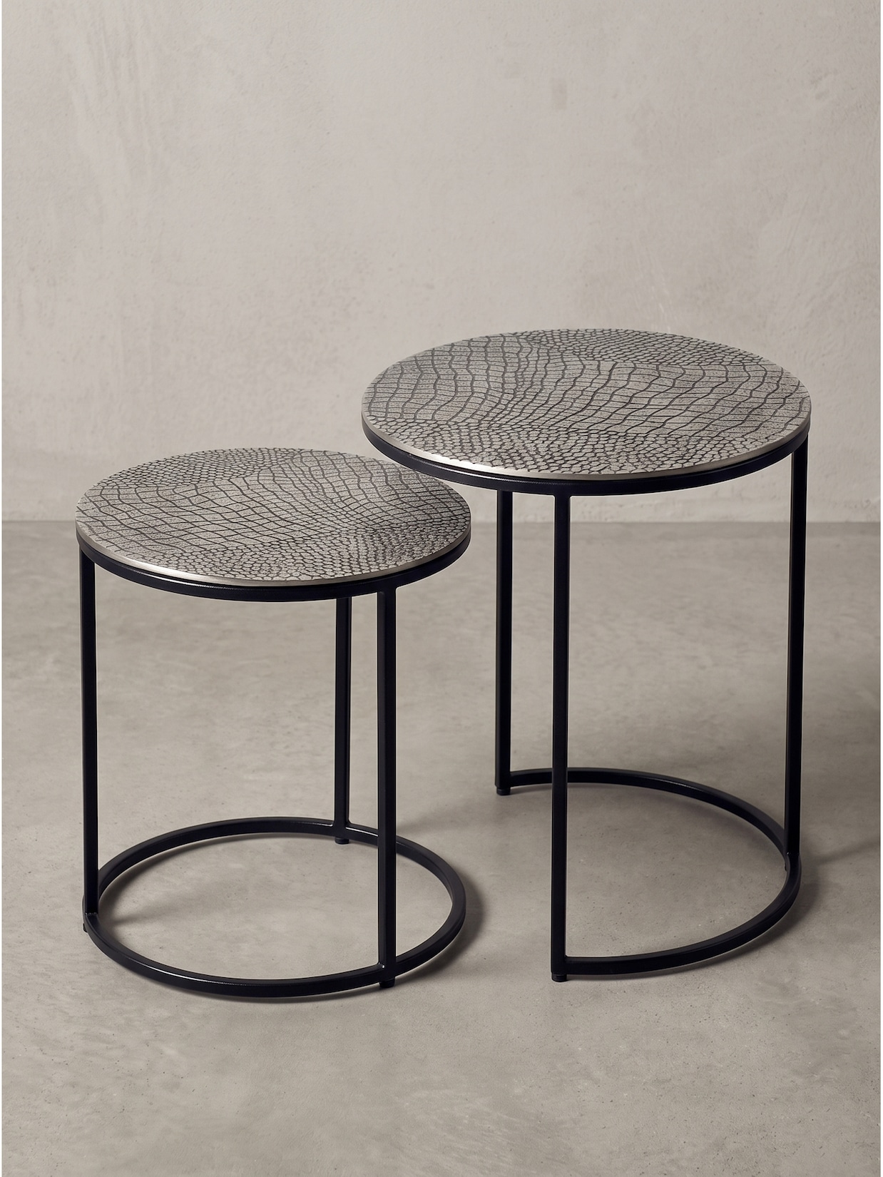 Beistelltische 2er-Set Aluminium Silber Ø 40x48 cm - VIENNE Kadima
