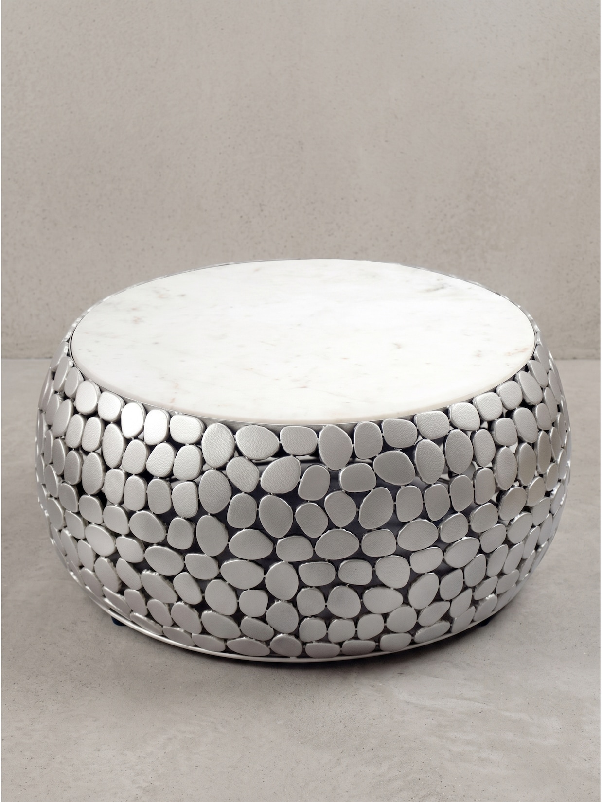 Couchtisch Marmor Silber-Weiß Ø 66x32 cm - DIEMEL Kadima Design