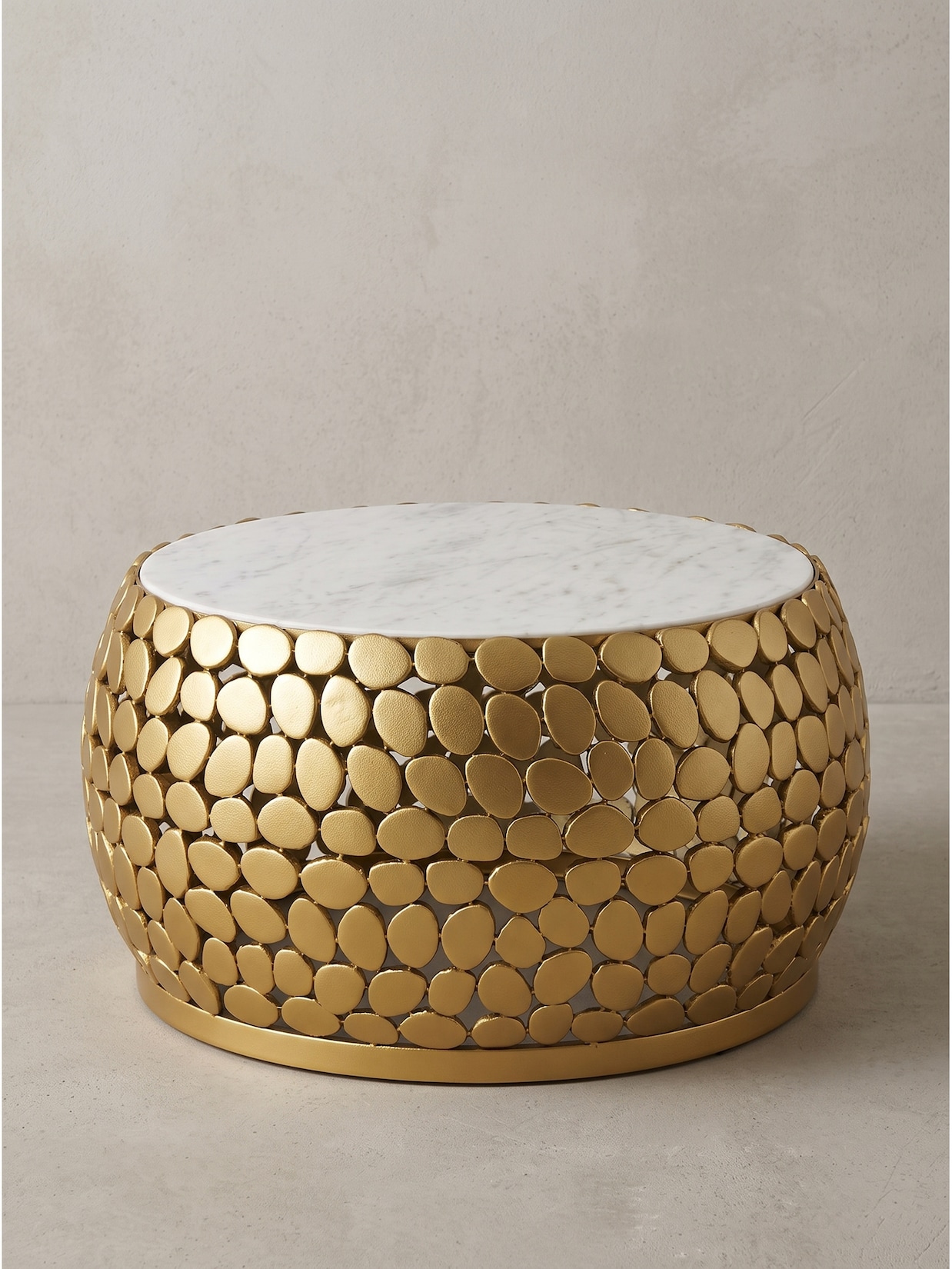 Couchtisch Marmor Gold-Weiß Ø 66x32 cm - DIEMEL Kadima Design