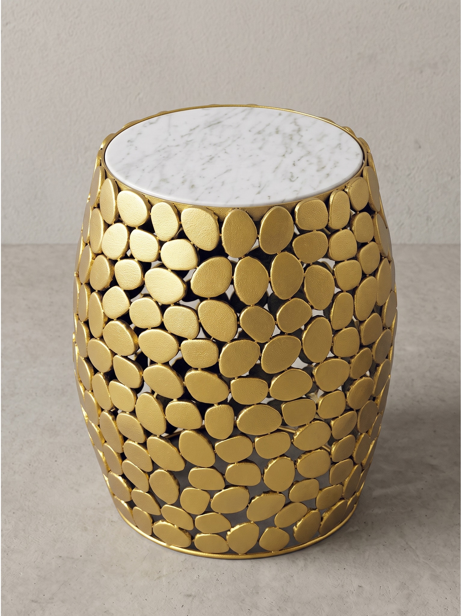 Beistelltisch Marmor Gold-Wei&szlig; &Oslash; 40x46 cm - DIEMEL | Kadima Design 