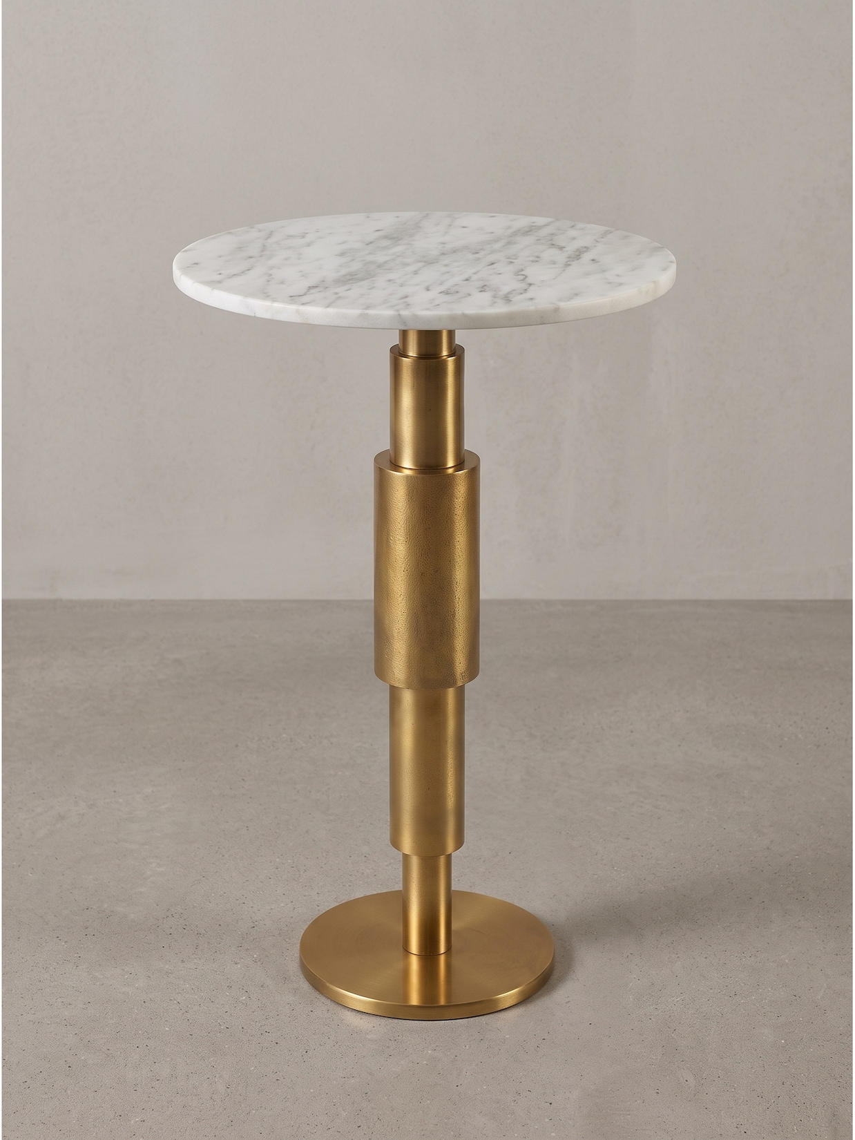 Beistelltisch Marmor Weiß-Gold Ø 37x59 cm - ESLA Kadima Design