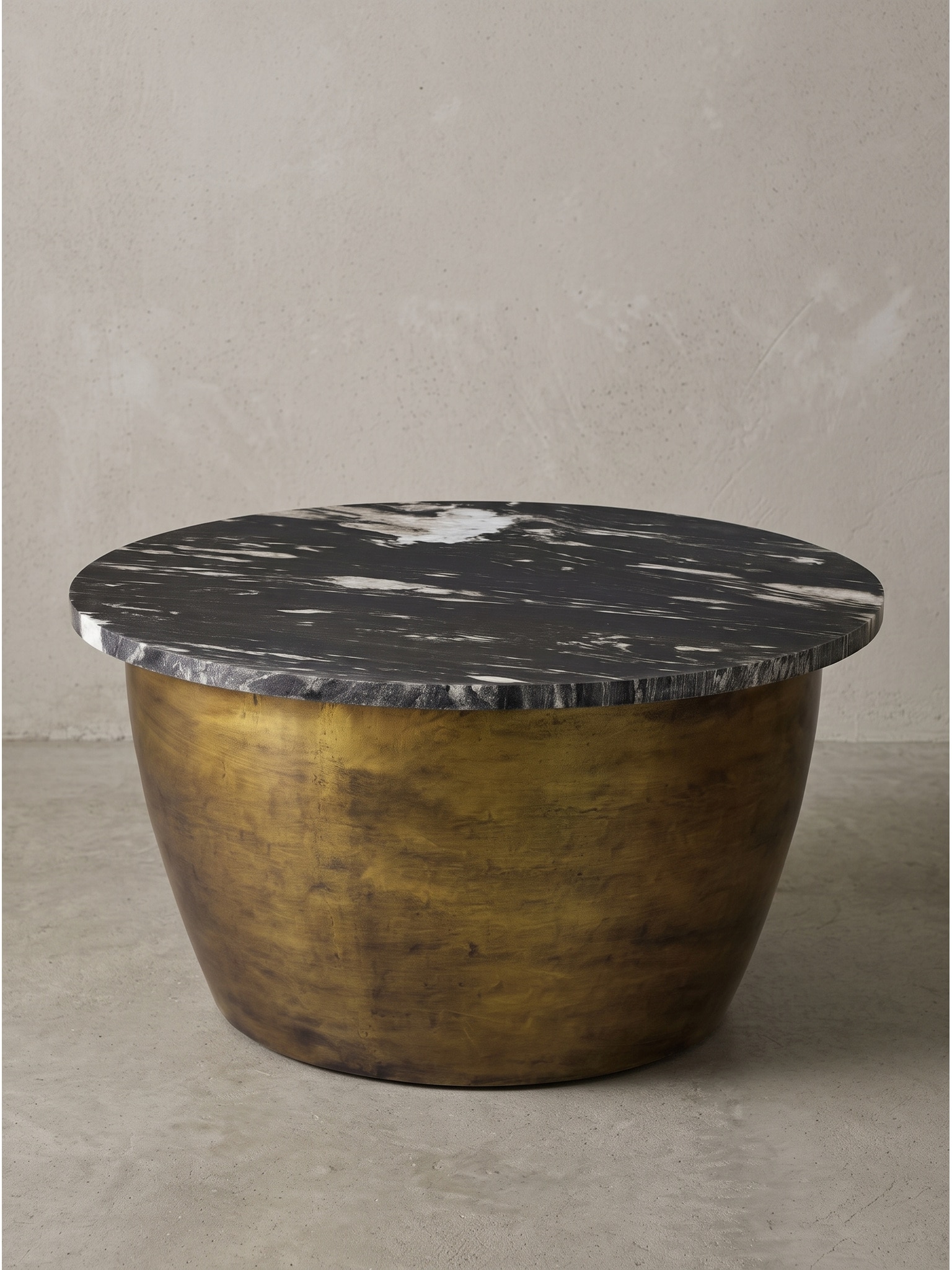 Couchtisch Marmor Schwarz-Gold &Oslash; 60x34 cm - HAVEL | Kadima Design 