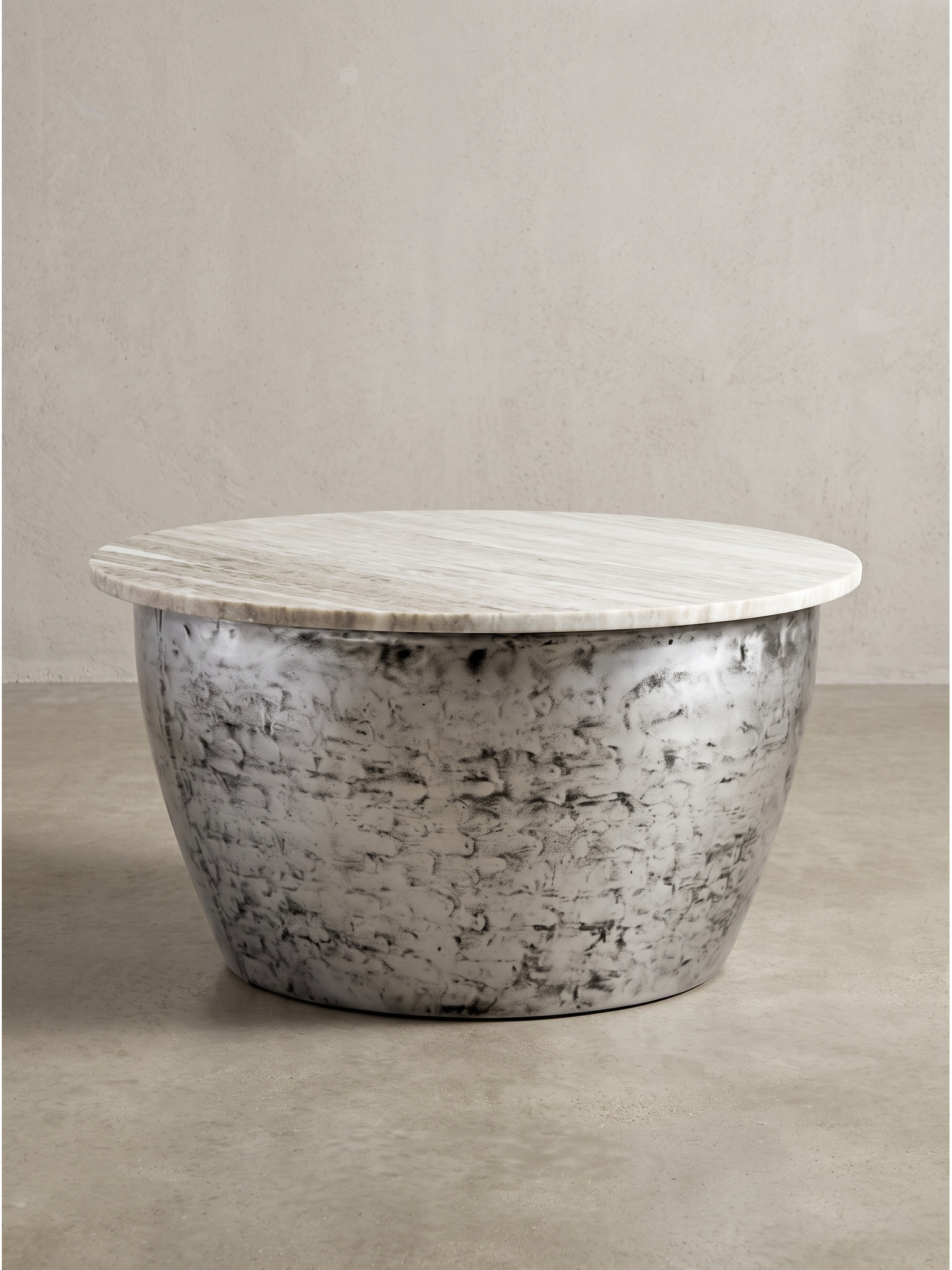 Couchtisch Marmor Beige-Silber &Oslash; 60x34 cm - HAVEL | Kadima Design 