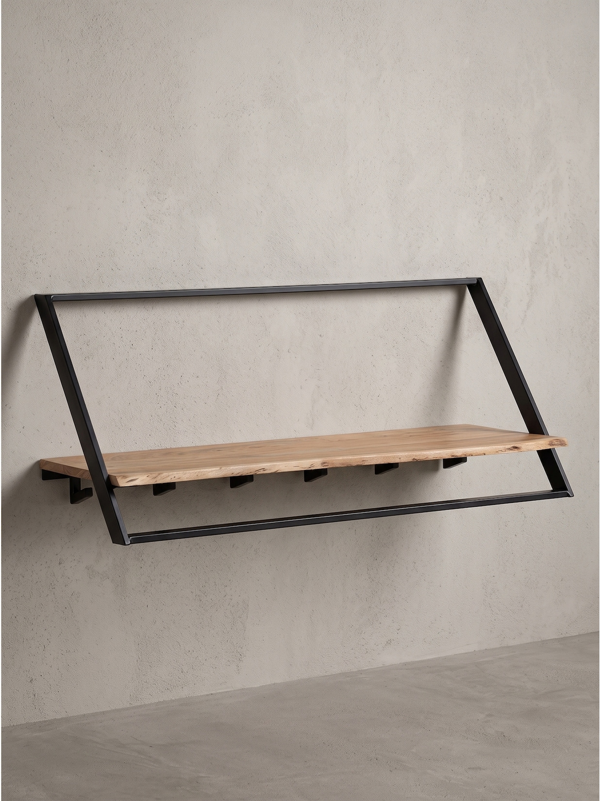 Wandgarderobe Akazie Massivholz Akazie-Schwarz 100x32,5x40 cm Kadima