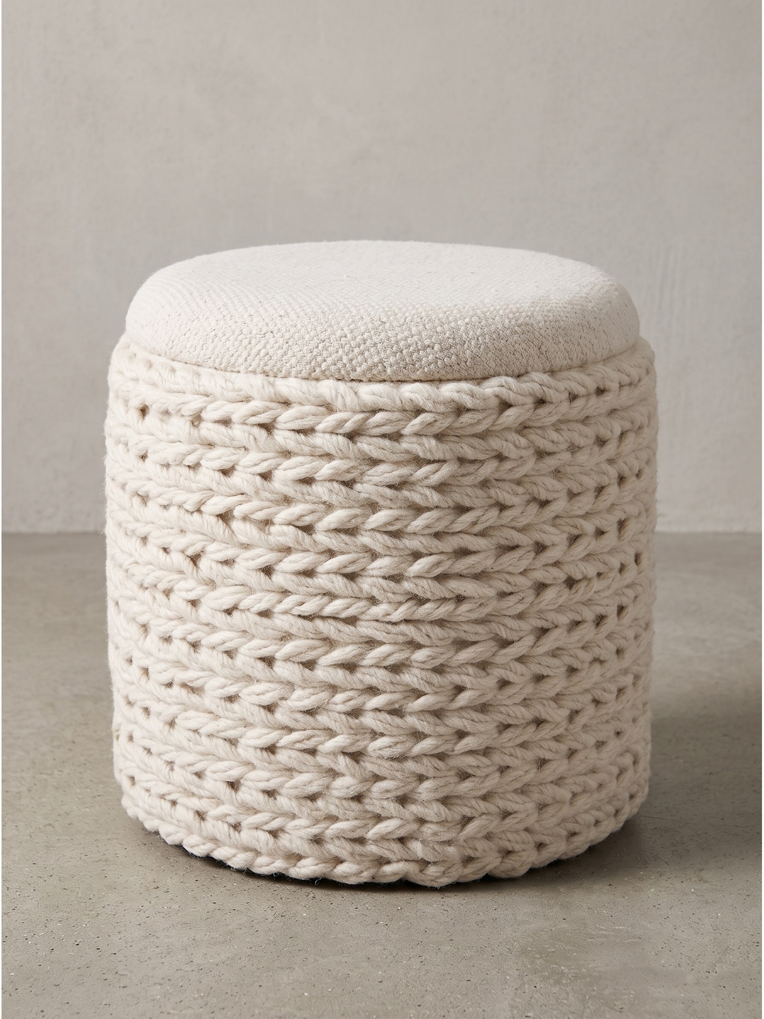Sitzhocker Stoff Creme &Oslash; 40x45 cm - RHONE | Kadima Design 