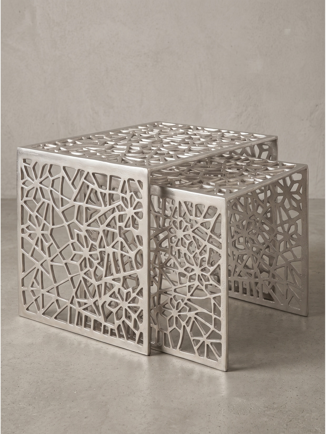 Couchtische 2er-Set Aluminium Silber 50x40x40 cm - INDRE Kadima
