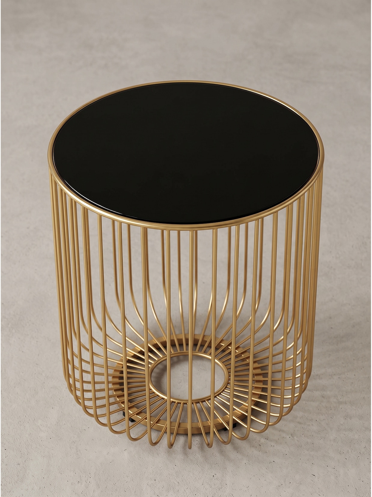 Beistelltisch Sicherheitsglas Schwarz-Gold Ø 40x47 cm - DENIA Kadima