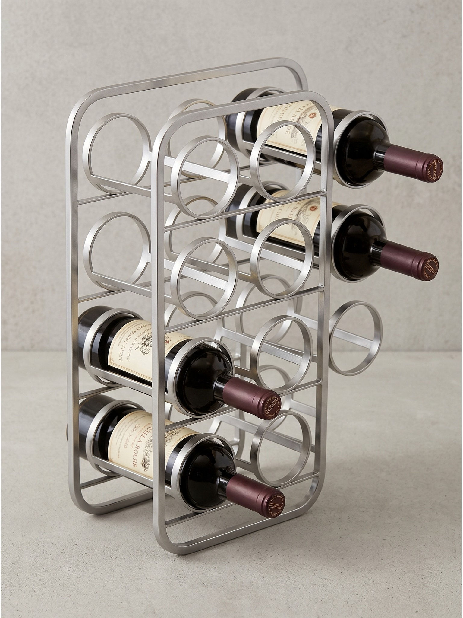 Weinflaschenregal Stahl Silber 34x15x47 cm - POSITANO | Kadima Design 