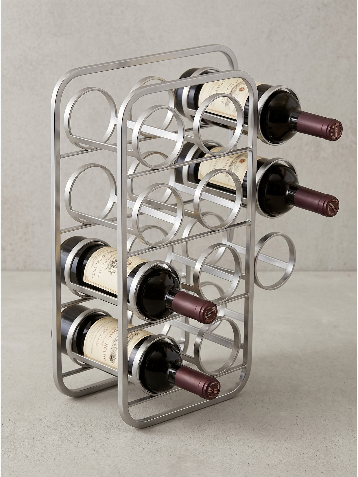 Weinflaschenregal Stahl Silber 34x15x47 cm - POSITANO Kadima Design