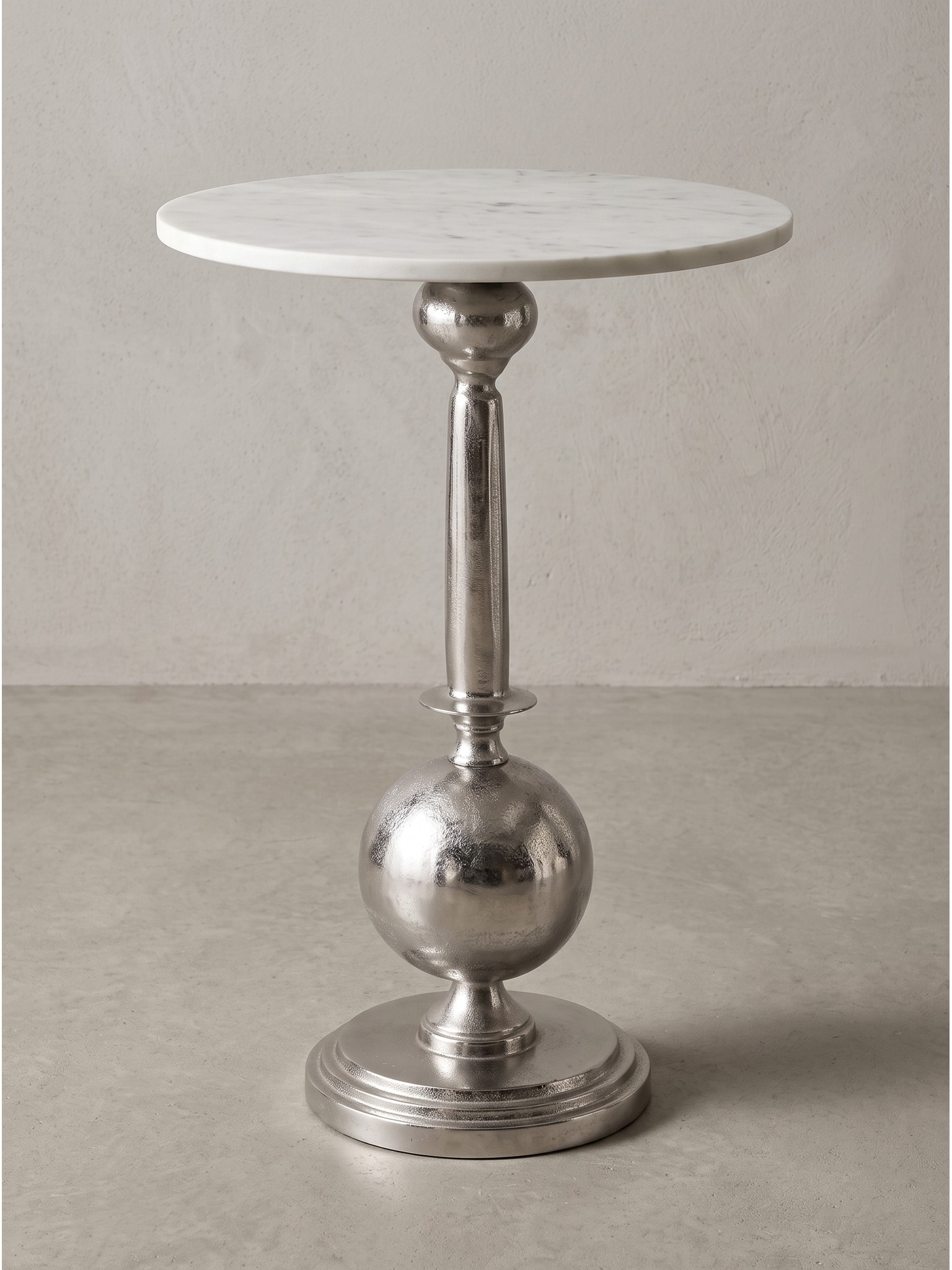 Beistelltisch Marmor Silber-Wei&szlig; &Oslash; 40x57 cm - SARNANO | Kadima Design 