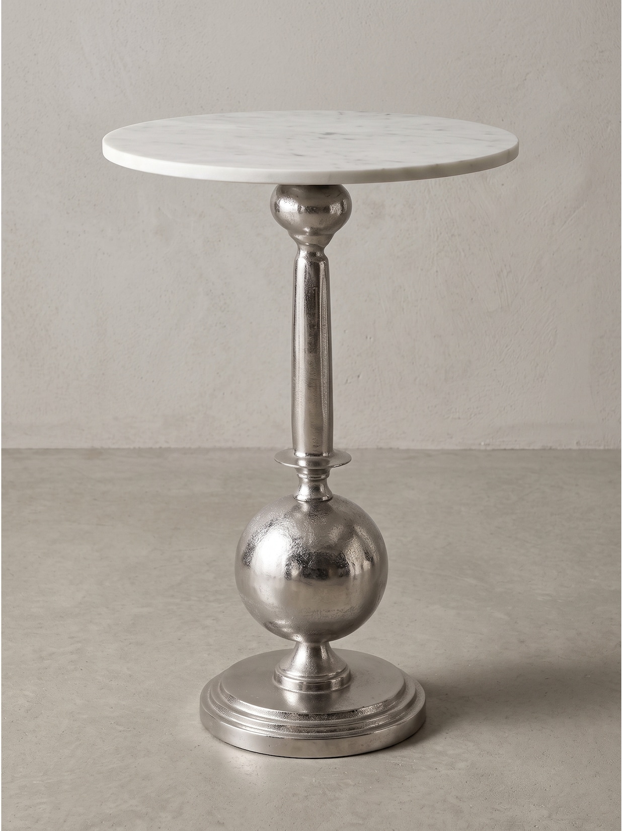 Beistelltisch Marmor Silber-Weiß Ø 40x57 cm - SARNANO Kadima Design