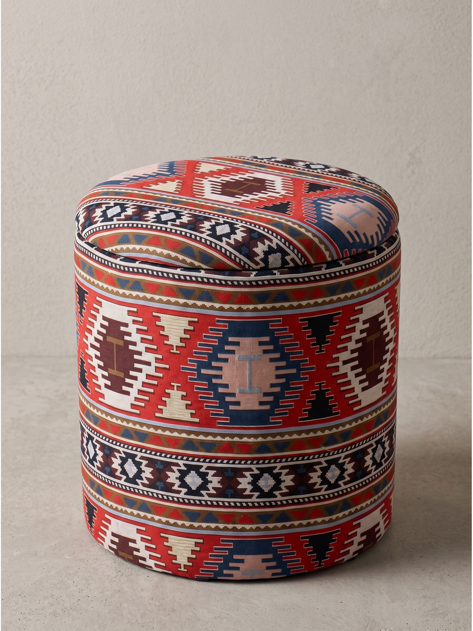 Sitzhocker Stoff Mehrfarbig &Oslash; 40x45 cm - RHONE | Kadima Design 