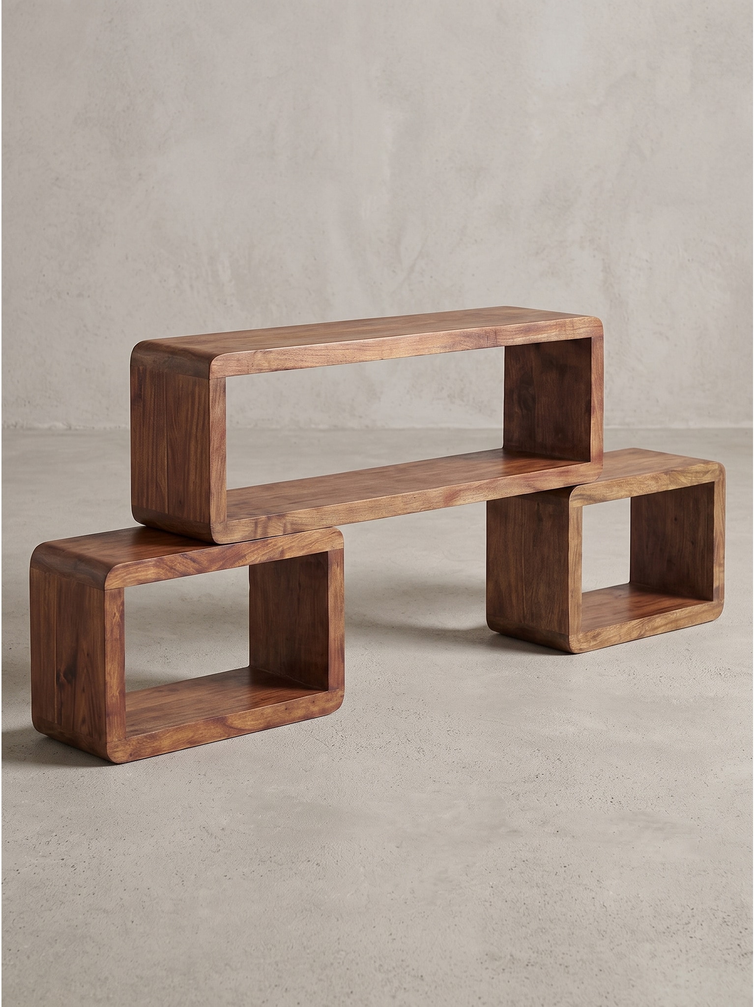 W&uuml;rfelregal-Set Dunkles Massivholz 80x15x20 cm - RAVELLO | Kadima 