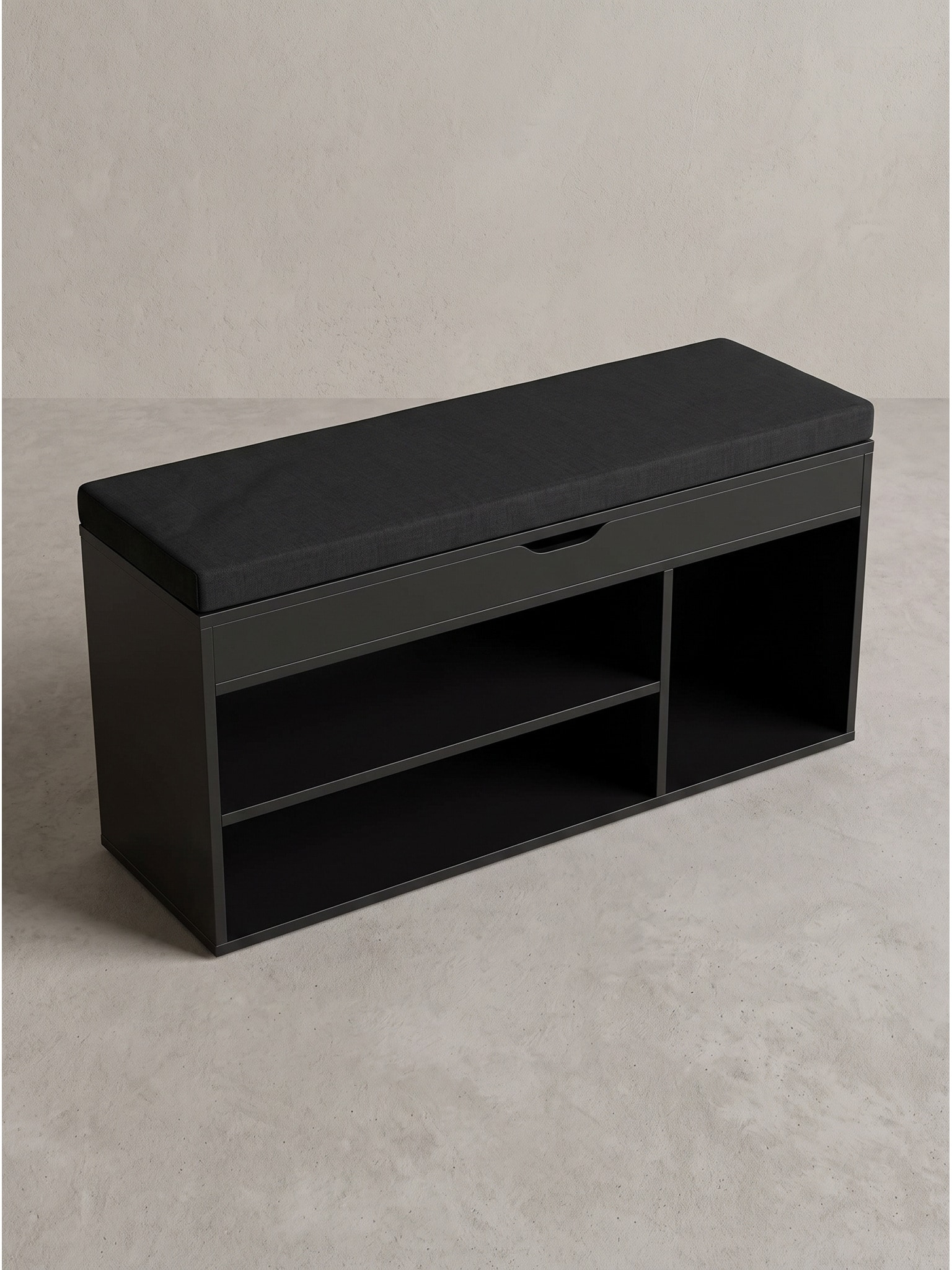 Garderobenbank Stoff Schwarz 104x32x51 cm - BASILICATA | Kadima Design 