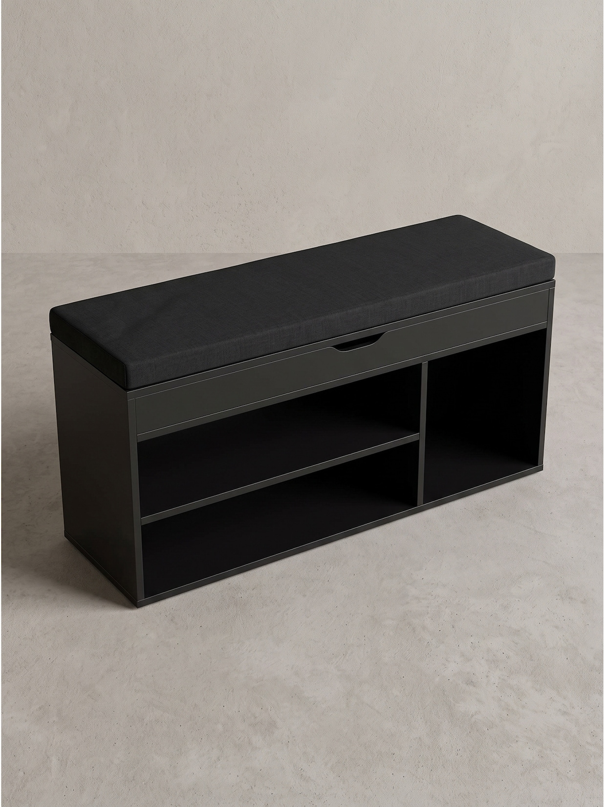 Garderobenbank Stoff Schwarz 104x32x51 cm - BASILICATA Kadima Design