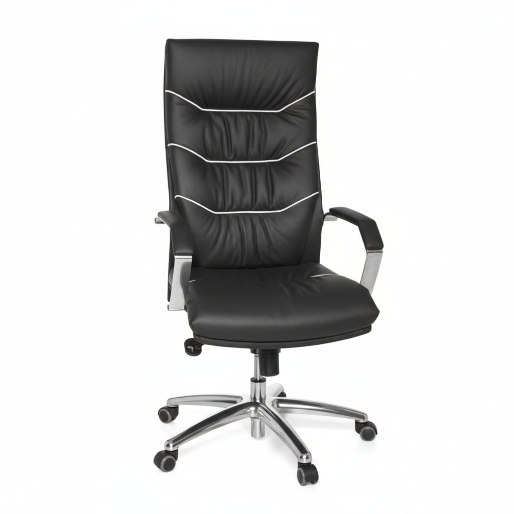 KADIMA DESIGN XXL Chefsessel Kanzas: Echtleder, Soft-Air Formpolster, verchromte Armlehnen, Aluminium-Fußkreuz, 5-Punkt Mechanik.