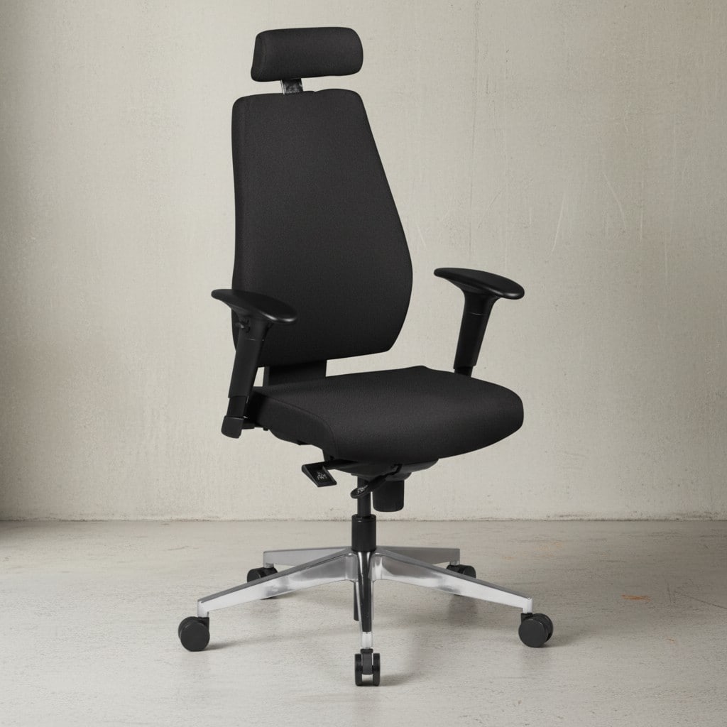 KADIMA DESIGN Luxus-B&uuml;rostuhl "Komfort Plus": Ergonomische R&uuml;ckenlehne, verstellbare Sitz-/R&uuml;ckenneigung, Kopfst&uuml;tze, strapazierf&auml;higer Stoff, Aluminium-Fu&szlig;kreuz. 