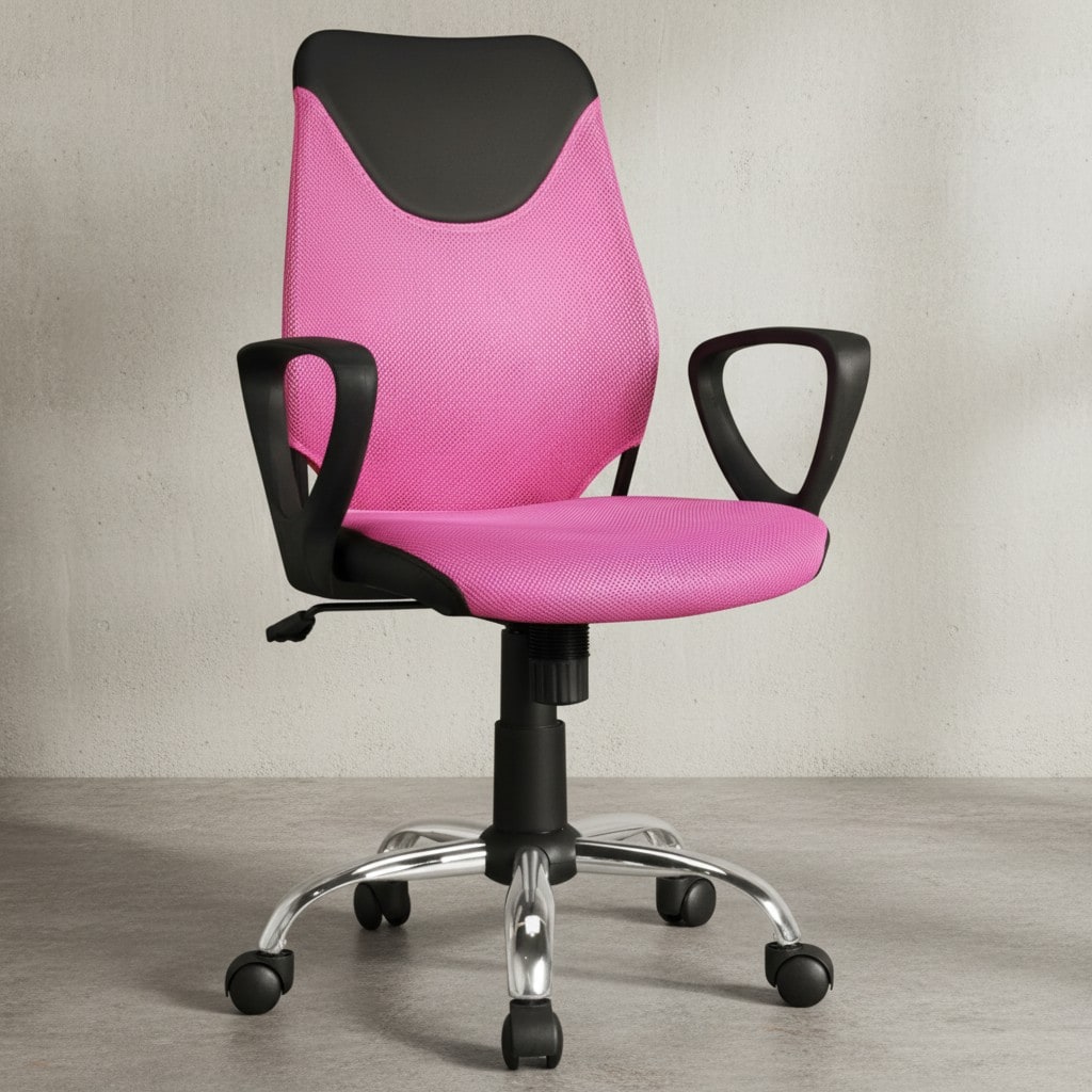 KADIMA DESIGN Jugenddrehstuhl DAVOS Nylon, ergonomisch, höhenverstellbar, in Pink/Schwarz
