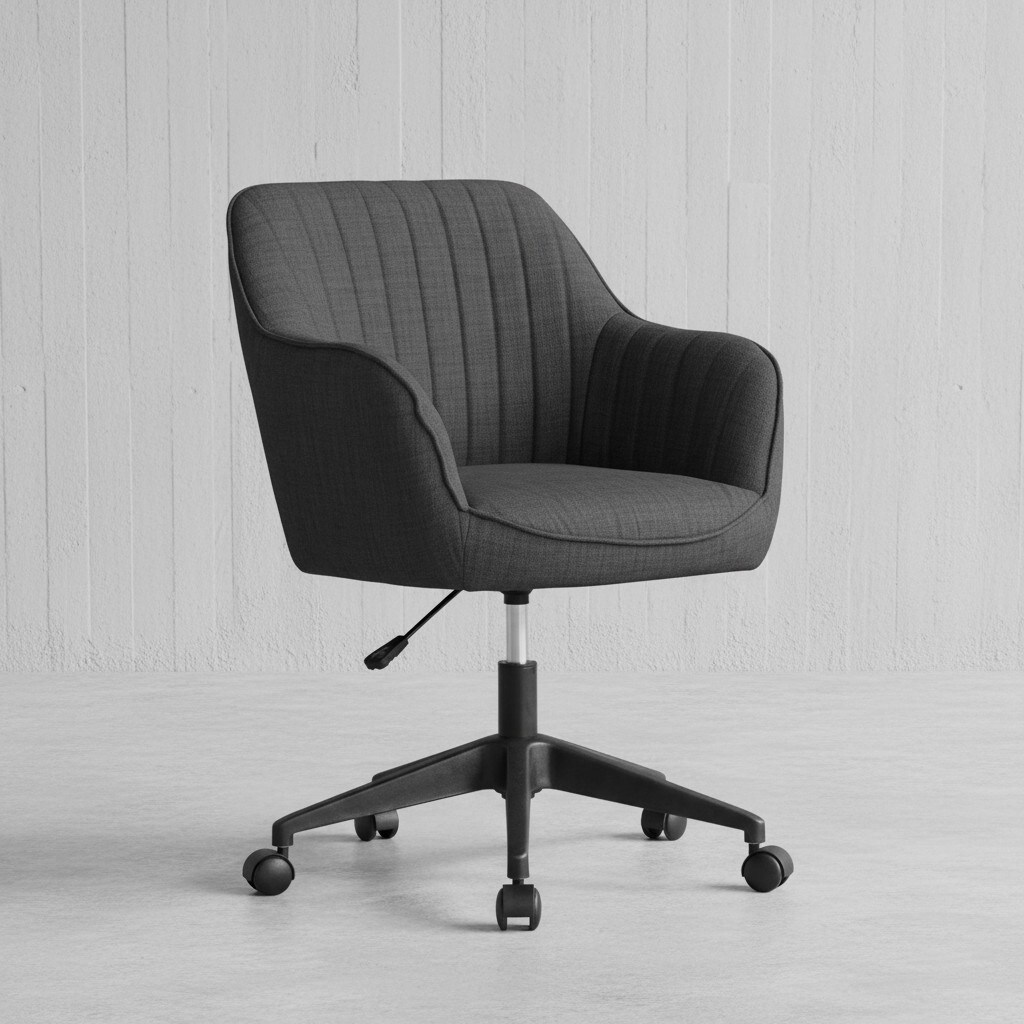 KADIMA DESIGN Retro Drehstuhl MARIA, Schalenform, Armlehnen, anthrazitfarbener Stoff 