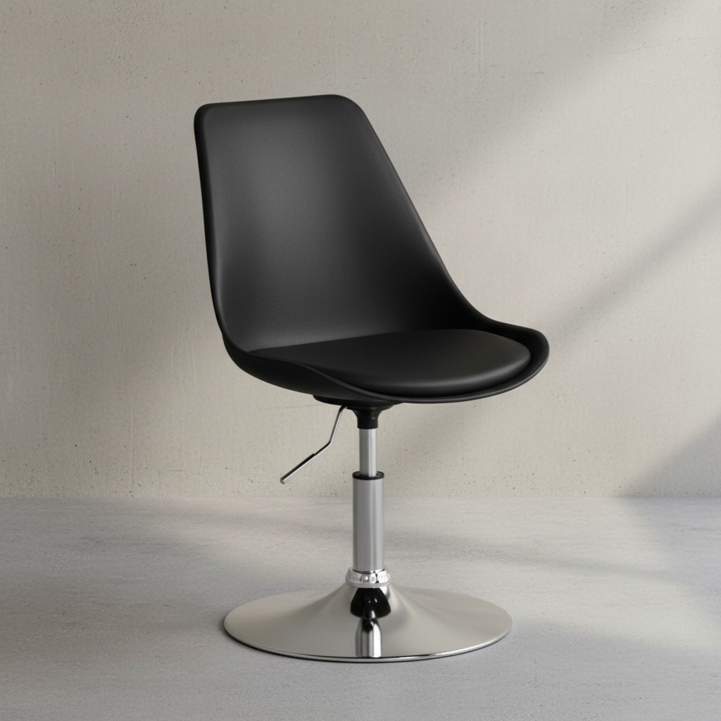 KADIMA DESIGN Trompetenstuhl mit Kunstlederbezug, drehbar, 110 kg Belastbarkeit, chrom-finish Metallkonstruktion
