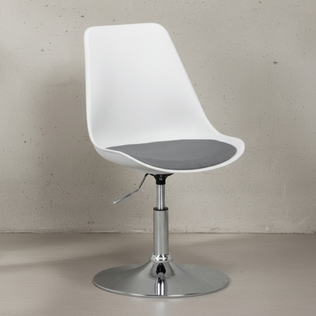 KADIMA DESIGN Trompetenstuhl mit Kunstlederbezug, drehbar, 110 kg Belastbarkeit, chrom-finish Metallkonstruktion 