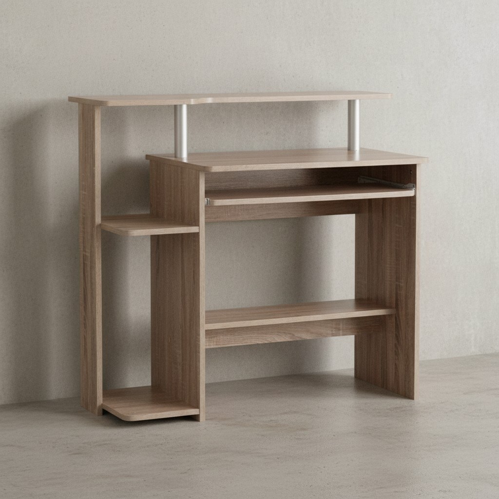 KADIMA DESIGN Computertisch ELBTRAUM: Intelligenter Tastaturauszug, Gro&szlig;z&uuml;gige Arbeitsfl&auml;che, Sonoma-Farbe, Langlebig und Pflegeleicht 