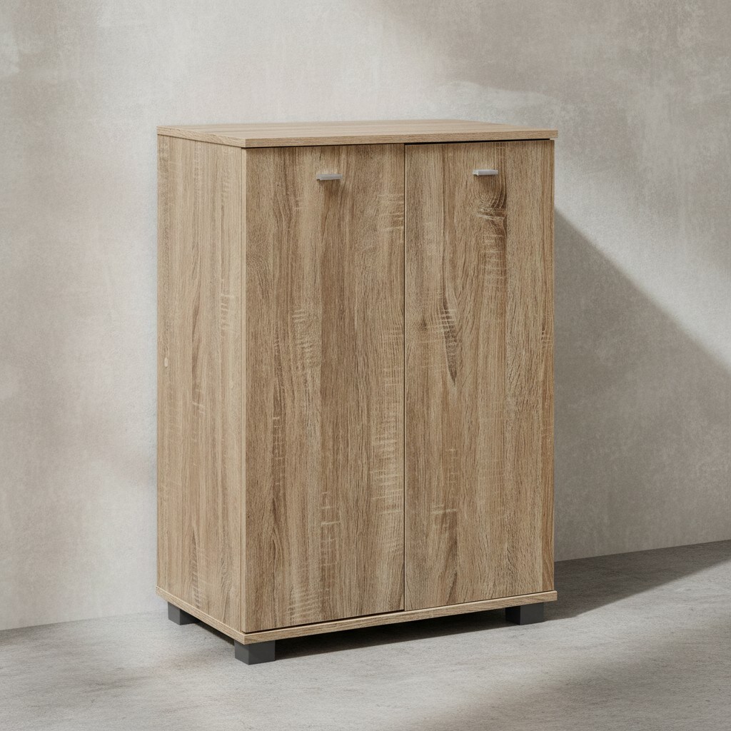 KADIMA DESIGN Schuhschrank-Kommode für bis zu 12 Paar Schuhe, 2 Türen, 3 Einlegeböden, in Sonoma Eiche