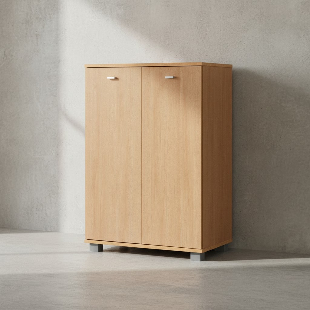 KADIMA DESIGN Schuhschrank-Kommode f&uuml;r bis zu 12 Paar Schuhe, 2 T&uuml;ren, 3 Einlegeb&ouml;den, in Buche, Wei&szlig;, Sonoma Eiche 